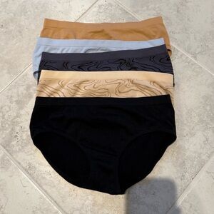 Set of Five Girls Briefs in Black, Tan, and Blue